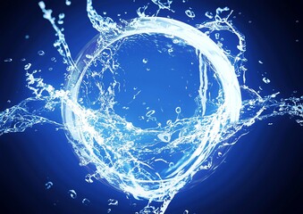 抽象的な水の輪と水しぶきの3dイラスト