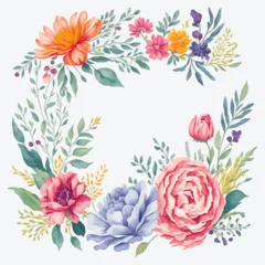 Gardinen Border watercolor rose flowers background with space for text wedding design generative © dbstocker