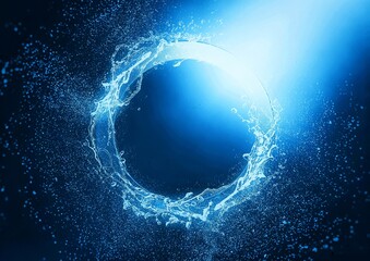 抽象的な水の輪と水しぶきの3dイラスト