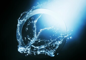 抽象的な水の輪と水しぶきの3dイラスト