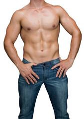 Naklejka premium Digital png photo of midsection of caucasian shirtless man on transparent background