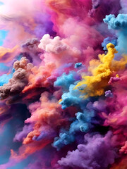 Fototapeta na wymiar Smoke colorful clouds background banner-AI generated