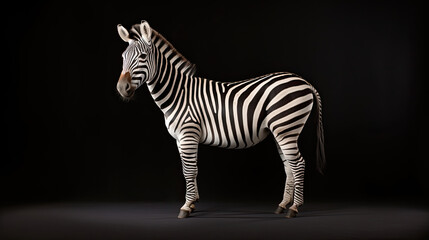 Fototapeta na wymiar The zebra's coat is predominantly white, and its striking black stripes create a visually captivating contrast.