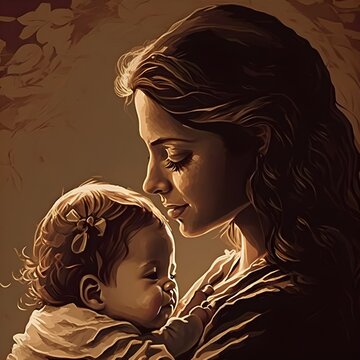 iillustration of a mother and child 