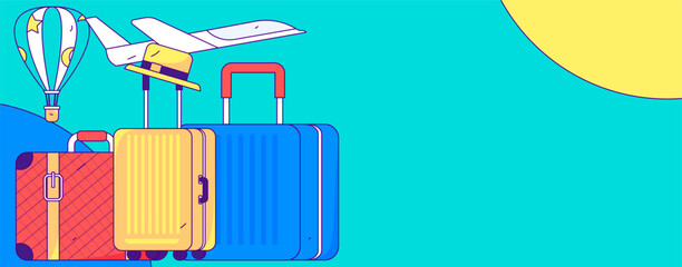 Holiday travel travel characters internet background vector hand drawn illustration
