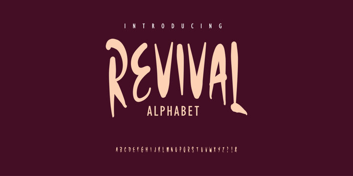 Revival handwritten script alphabet typography font vector for logo and branding	