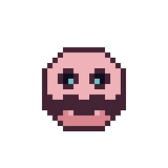 Monster face scary character halloween pixel art icon emoticon, language emotion, cartoon character. 8-bit flat style. Isolated abstract vector illustration.