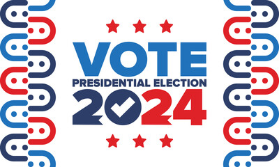 Presidential Election 2024 in United States. Vote day, November 5. US Election. Patriotic american element. Poster, card, banner and background. Vector illustration