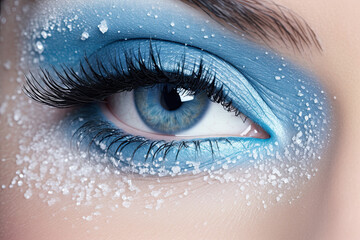 close up of eye, winter inspired makeup