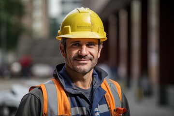 Portrait of Cheerful Workers Wearing Safety Uniform, Construction Engineering Works on Building Construction Site, Observes and Checking the Project.
