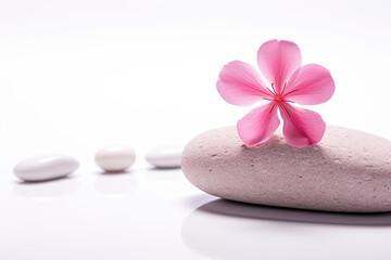 Fototapeta na wymiar zen stones and pink orchid flower banner 