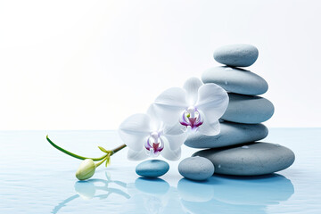 Obraz na płótnie Canvas zen stones and orchid banner 