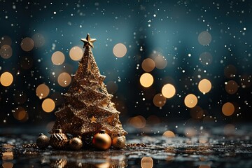 christmas tree in the forest, christmas card design background, drawing of christmas tree for season greatings