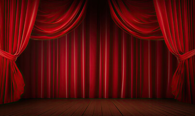 Theater stage red curtains wallpaper.