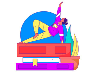 Practicing yoga, physical and mental health, flat vector character concept, operation hand drawn illustration