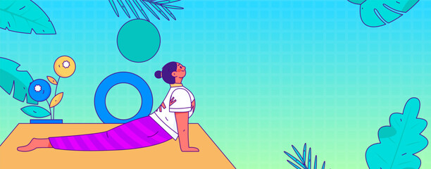 Practicing yoga, physical and mental health, flat vector character concept, operation hand drawn illustration