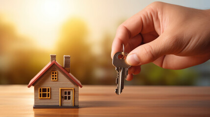 A person receiving the keys to a rented property from a property manager
