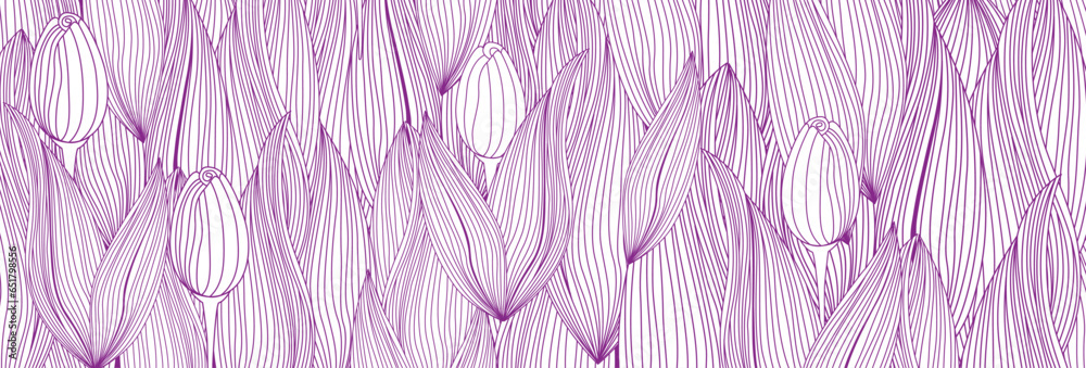 Wall mural beautiful women's day flowers pattern background, purple, vector illustration