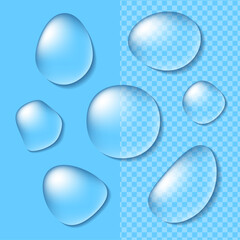 水滴をイメージした透明な素材のバリエーション（背景が透けて見える）ベクターイラストセット