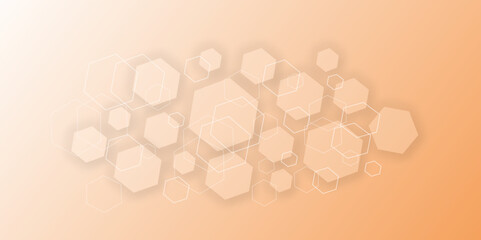 Abstract gradient hexagonal background. Vector hexagonal geometric orange background. Brochure Template.Abstract background for technology wallpaper and banner, layout and technology backdrop. 