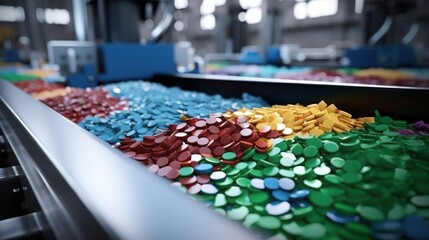 The process of recycling plastic into small plastic pellets.