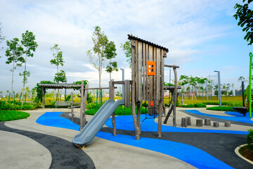 Fototapeta na wymiar Selective focus picture of playground park at recreational area.