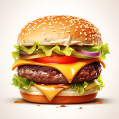 hamburger on white background