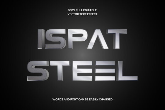 Ispat Steel 3d Editable text effect vector