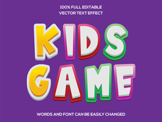 Kids Game 3d Editable text effect vector