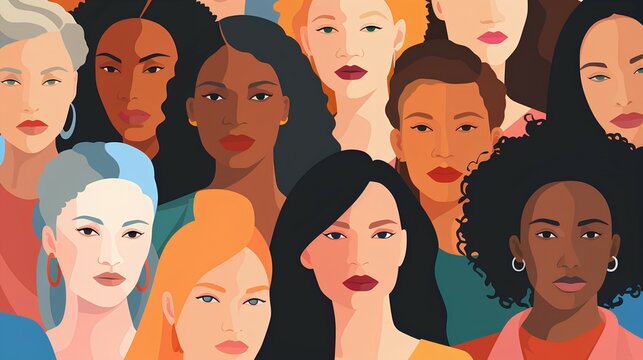Vector female diverse faces of different ethnicity women empowerment and womens day ai generated 