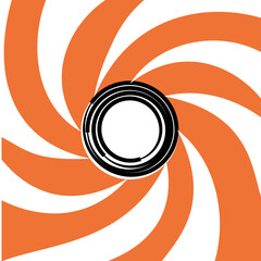 Abstract background inside of a gun barrel. Spiraled interior of a gun. 007 logo. Abstract background.