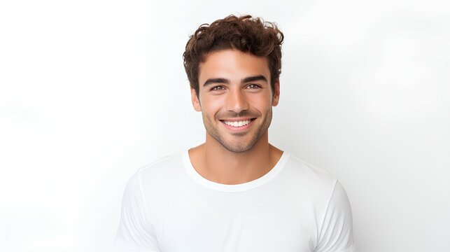 studio photo of a handsome man model smile with white isolated background ai generated