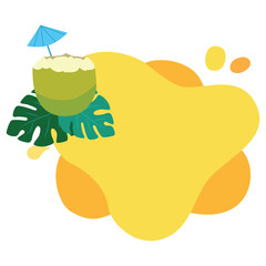coconut summer beach tag bubble for text decorate design
