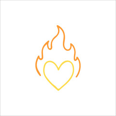 vector illustration of heart with fire