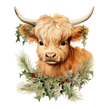 recommend clip art: Highland Cow Watercolor Clipart, Vintage Highland Cow Illustration