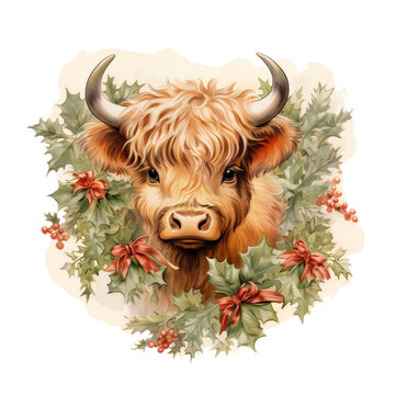recommend clip art: Highland Cow Watercolor Clipart, Vintage Highland Cow Illustration