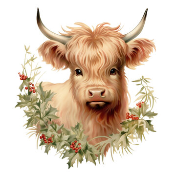 recommend clip art: Highland Cow Watercolor Clipart, Vintage Highland Cow Illustration