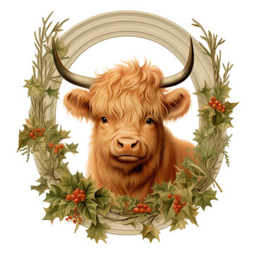 recommend clip art: Highland Cow Watercolor Clipart, Vintage Highland Cow Illustration