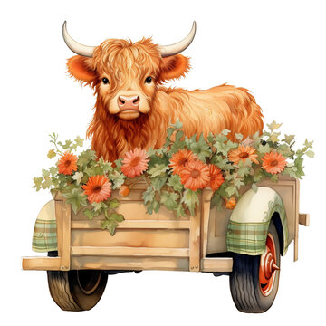 recommend clip art: Highland Cow Watercolor Clipart, Vintage Highland Cow Illustration