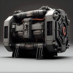 futuristic generator scifi greeble on sides armored top hyper realistic photo realistic  - obrazy, fototapety, plakaty