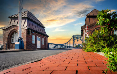 View to the Kaiser-Wilhelm-Bridge over the Ems-Jade Kanal in Wilhelmshaven, Germany
