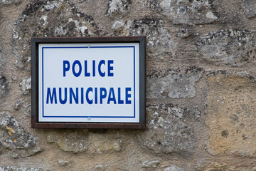 police municipale means in french text municipal police sign of local police of town and city in France