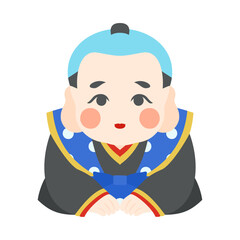 福助人形。フラットなベクターイラスト。
Fukusuke. Flat designed vector illustration.