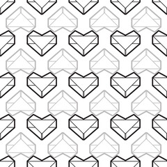 Origami Heart Seamless Surface Pattern Design as Coloring Book - Page