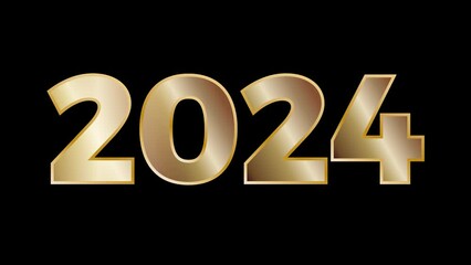 New year 2024 welcome greeting with golden numbers