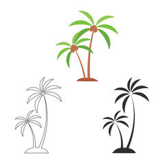 Fototapeta premium Coconut Tree Vector, Coconut Tree Illustrations, Coconut Tree clip art, Coconut Tree, Tree Silhouette, Tree Vector, Silhouette, outline vector, Summer, Summer Elements, Palm Tree, Summer holiday