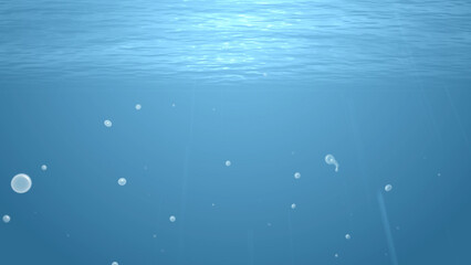 水、水面、水中、青、泡、波、背景素材０４