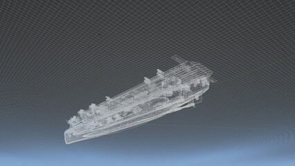 航空母艦龍驤 3D CG ワイヤーフレーム透過画像
