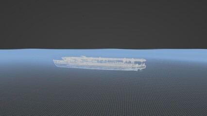 航空母艦龍驤 3D CG ワイヤーフレーム透過画像