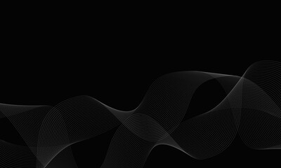 Abstract, white curves on a black background.